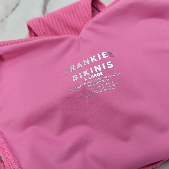 Frankie's Bikinis Bottoms Women XL Swim Bathing Ribbed Enzo Cherub Pink Cheeky - Picture 3 of 12